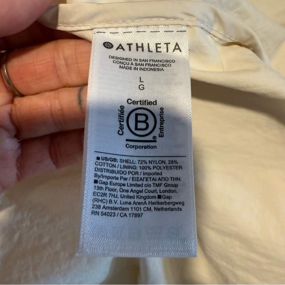 ATHLETA New Everywhere Anorak Lightweight Long Jacket Coat Cream Ivory Sz Large - Picture 11 of 12